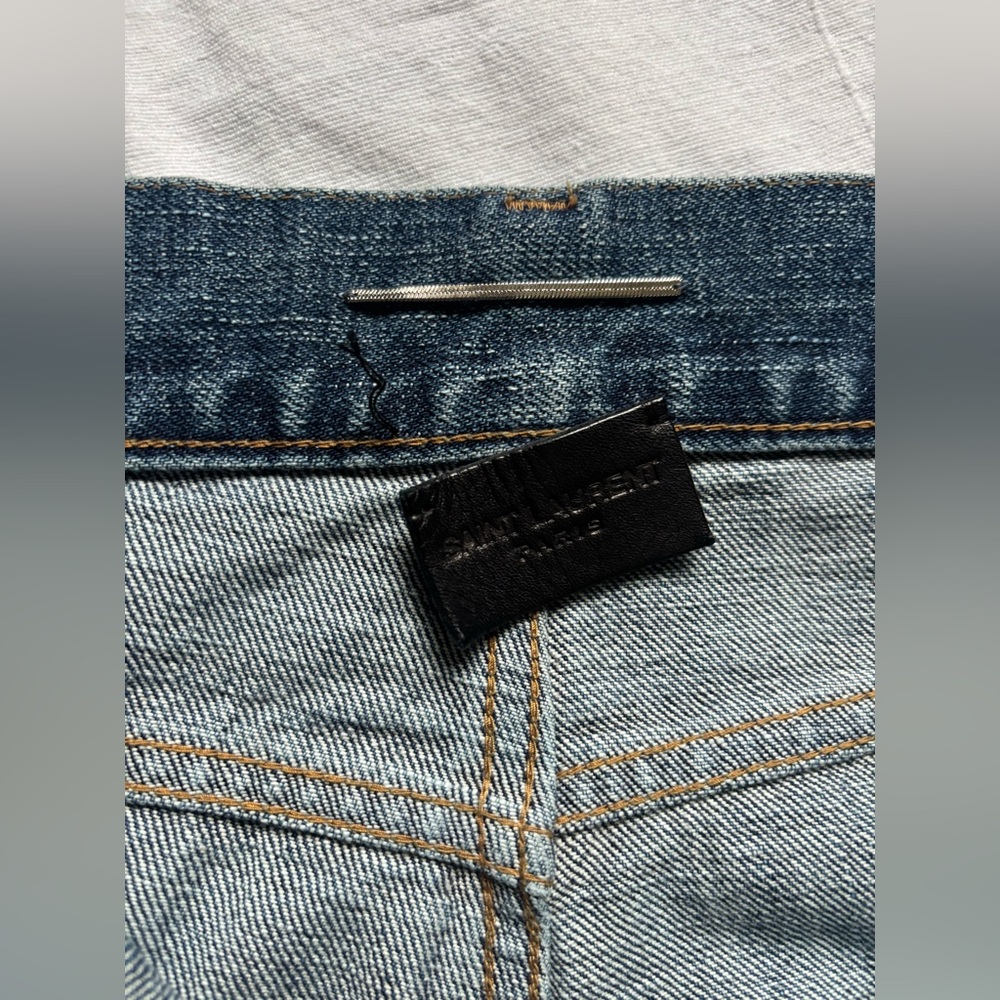 Saint Laurent Men's Faded Blue Slim Jeans - Picture 6 of 13